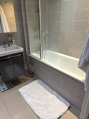 Hair dryer, towels, toilet paper