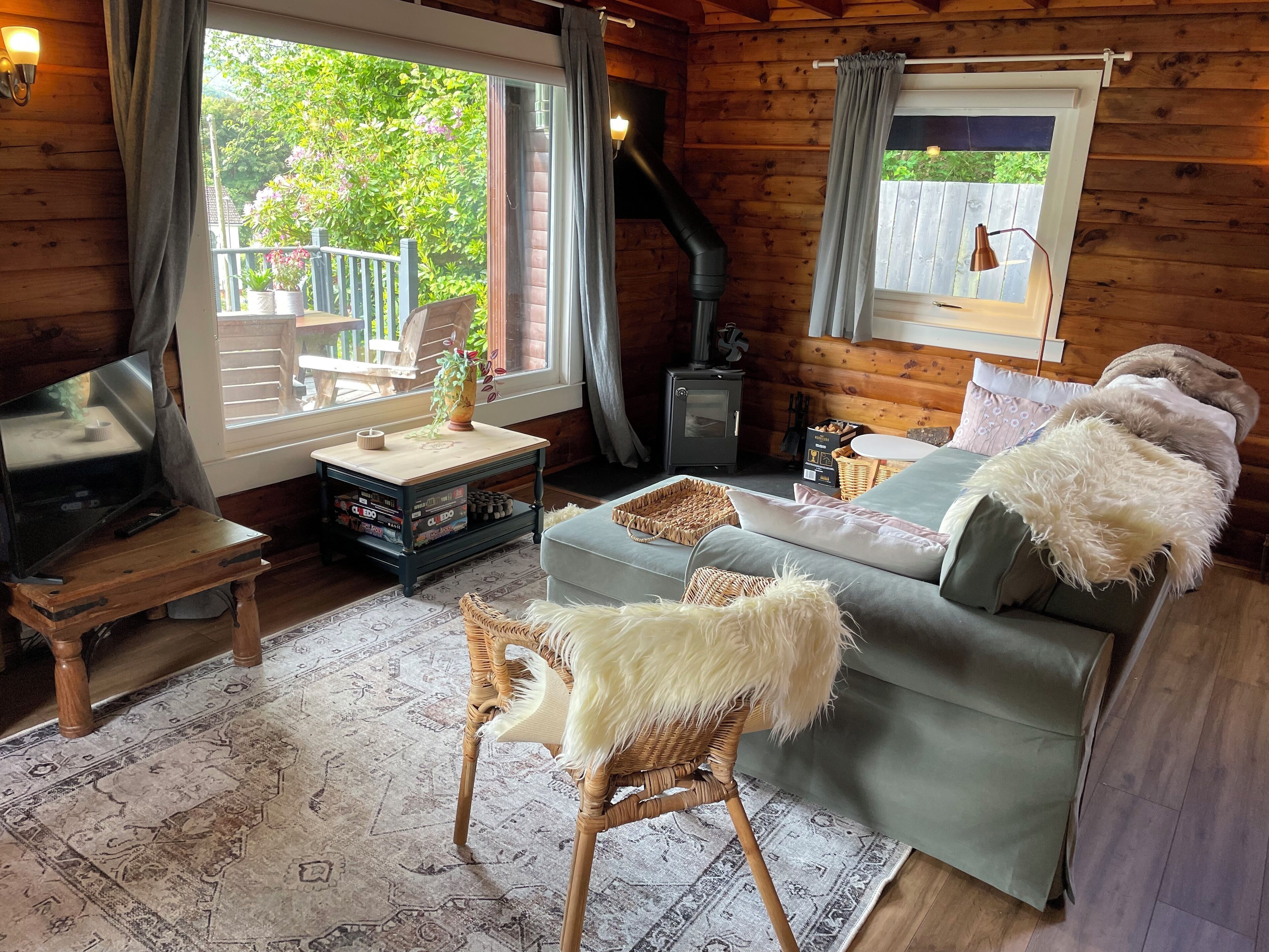 智能電視、壁爐、書籍