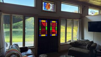 Televisión y chimenea