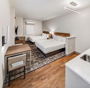 Studio, 2 Queen Beds, Kitchen | Laptop workspace, blackout curtains, iron/ironing board, free WiFi - Aspen Suites Hotel Anchorage Downtown (Anchorage)