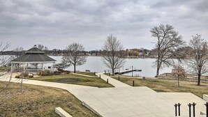 A gazebo near a lake with a dock, surrounded by pathways and leafless trees. - The Loft small studio apartment on the 2nd floor.  Private, Small & Affordable (Albert Lea)