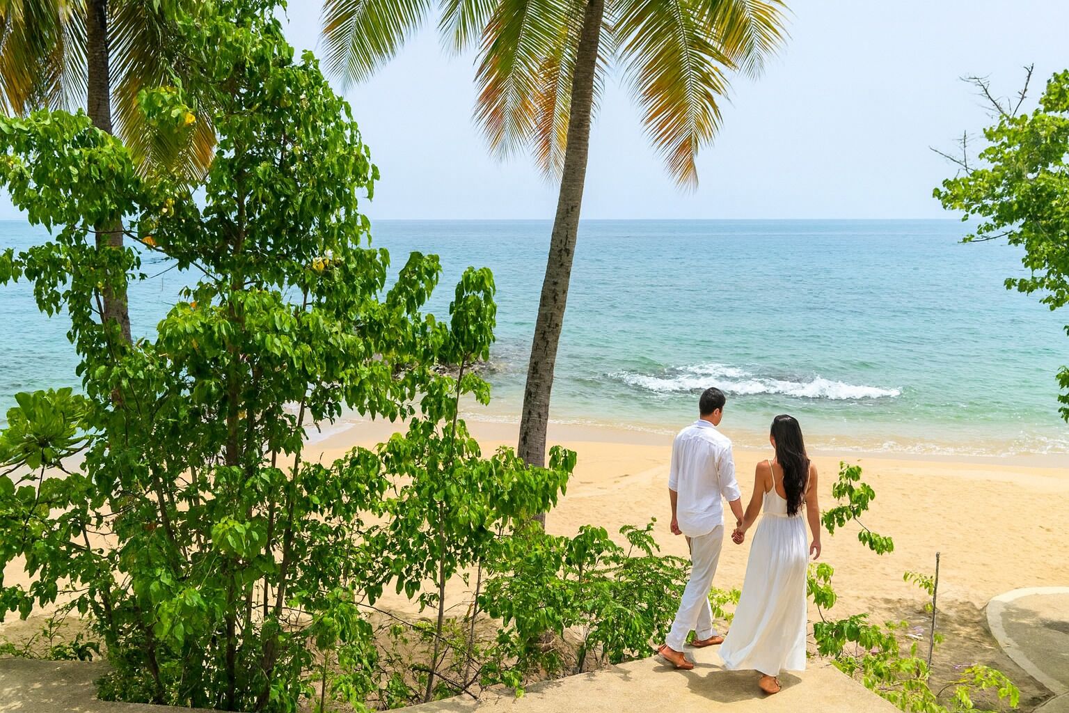 On the beach, sun loungers, beach towels