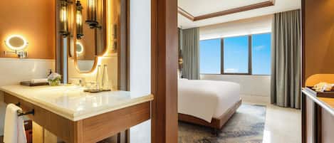 Premium bedding, pillowtop beds, free minibar, in-room safe