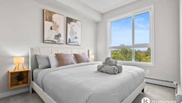 2 bedrooms, desk, iron/ironing board, travel crib