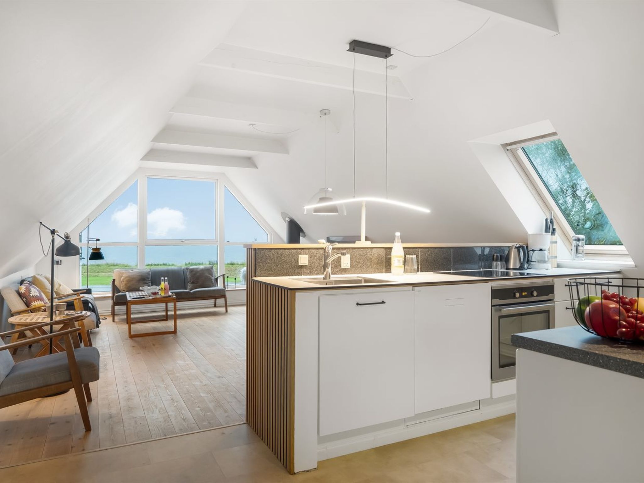 Fridge, microwave, dishwasher, cookware/dishes/utensils