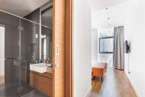 Hair dryer, towels, toilet paper