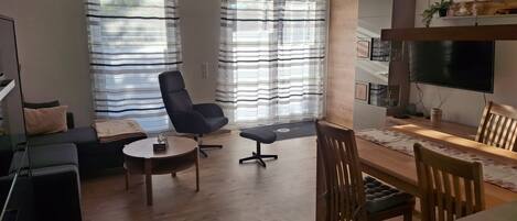 TV, DVD player, ping pong