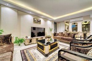 Villa, 4 Bedrooms, Smoking, Private Pool | Living room - Modern Villa Private Pool 10 min to Kleopatra Beach (Alanya)