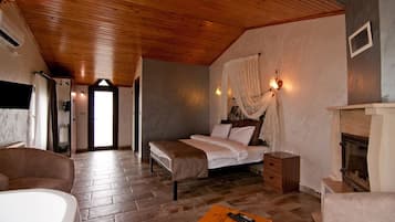 Chambre Deluxe, 1 très grand lit, fumeur, vue jardin