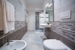 Shower, bidet, towels