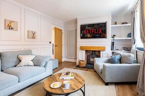 TV, fireplace, video games