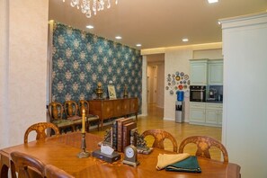 Panoramic Apartment | Private kitchen | Shared fridge, electric kettle - Sunday Hotel (Baku)