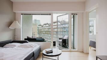 1 bedroom, desk, iron/ironing board, travel crib