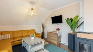 Televisie en een open haard