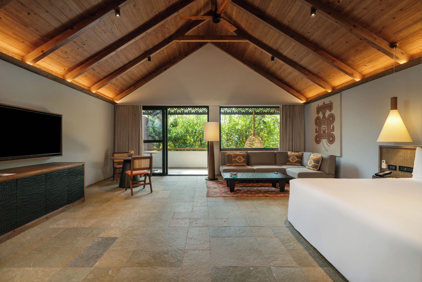 Forest Cottages | Living area | 55-inch Smart TV with cable channels, Netflix, books