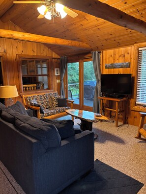 スマートテレビ、暖炉、書庫