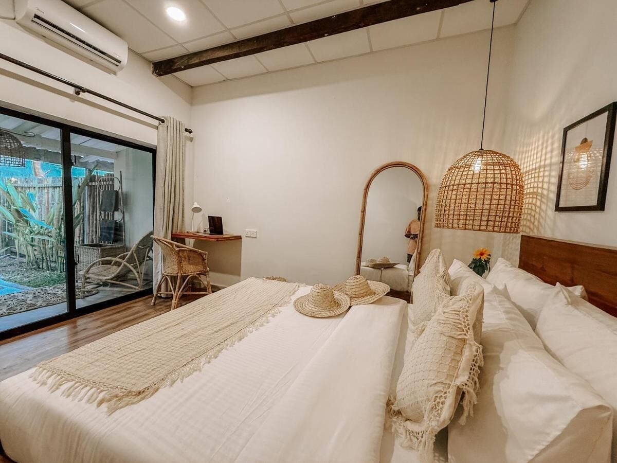 Tweepersoonskamer, uitzicht op tuin | Individueel gedecoreerd, individueel gemeubileerd, gratis wifi