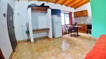 Basic Cabin, 1 Bedroom | Living area | 32-inch LED TV with cable channels