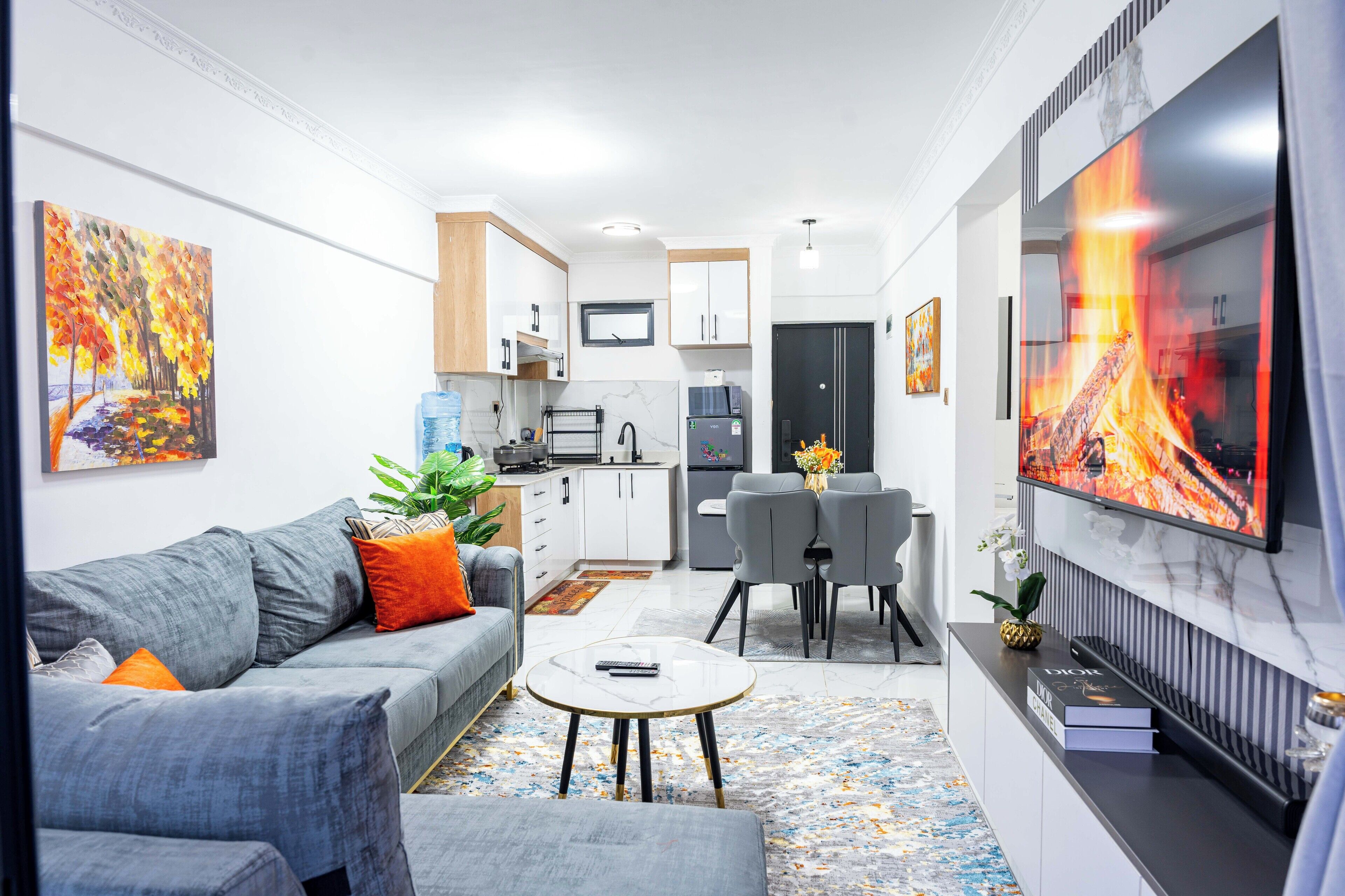 Superior-Apartment, 2 Schlafzimmer, Balkon, Stadtblick | Wohnbereich