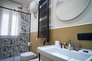 Ducha, secador de pelo, bidé y toallas