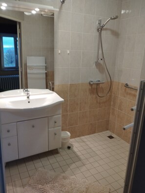 Dusche, Haartrockner, Handtücher