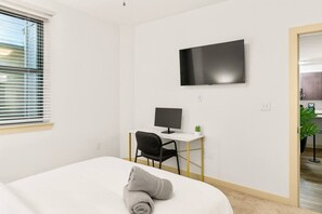 2 bedrooms, desk, travel crib, WiFi