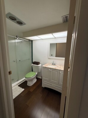 Douche, sèche-cheveux, serviettes fournies, papier toilette