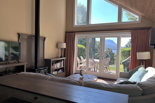 Beautiful view through sliding doors in the livingroom