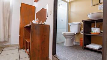 Shower, bidet, towels, soap