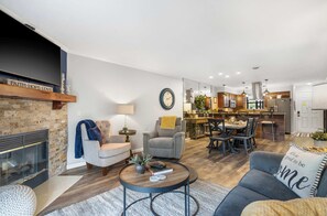 Condo, Multiple Beds, Balcony, Garden View (Blue Royale Retreat) | Living area | 42-inch flat-screen TV with digital channels, fireplace