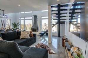 TV, fireplace