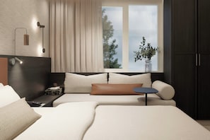 Hypo-allergenic bedding, in-room safe, desk, iron/ironing board