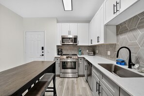 Fridge, microwave, oven, dishwasher