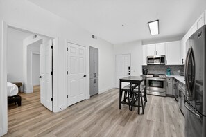 Apartment, 1 Bedroom | Private kitchen | Fridge, oven, coffee/tea maker, toaster