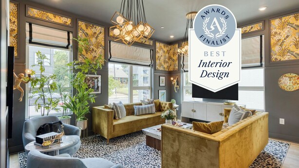 A modern living room with a sofa set, a coffee table, and a chandelier. - Colorful 4BR w/ Artful Design, Dining & Easy Access to Broadway The Bloom House by Avantstay (Nashville)