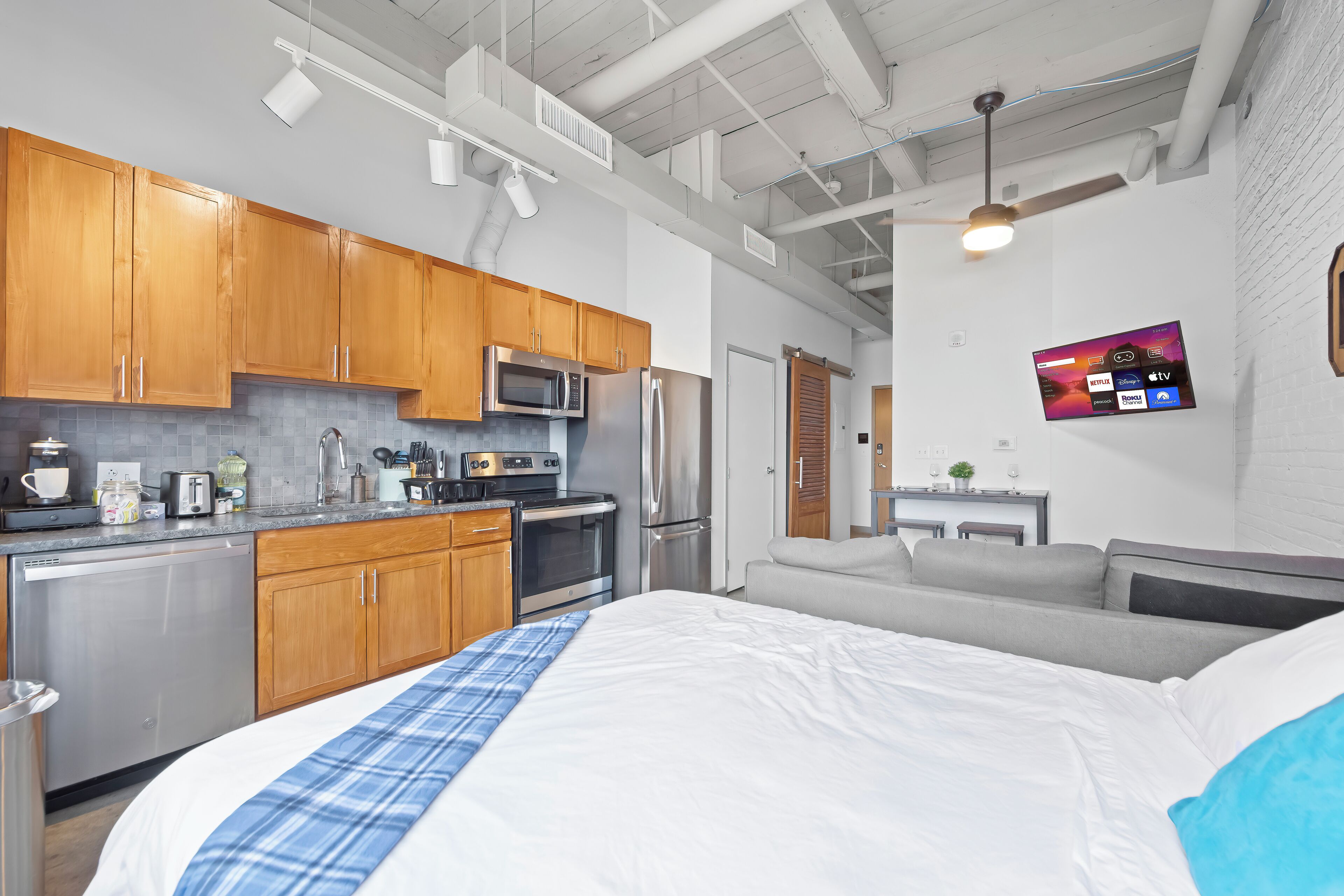 1 غرفة نوم وواي فاي وملاءات أسرّة