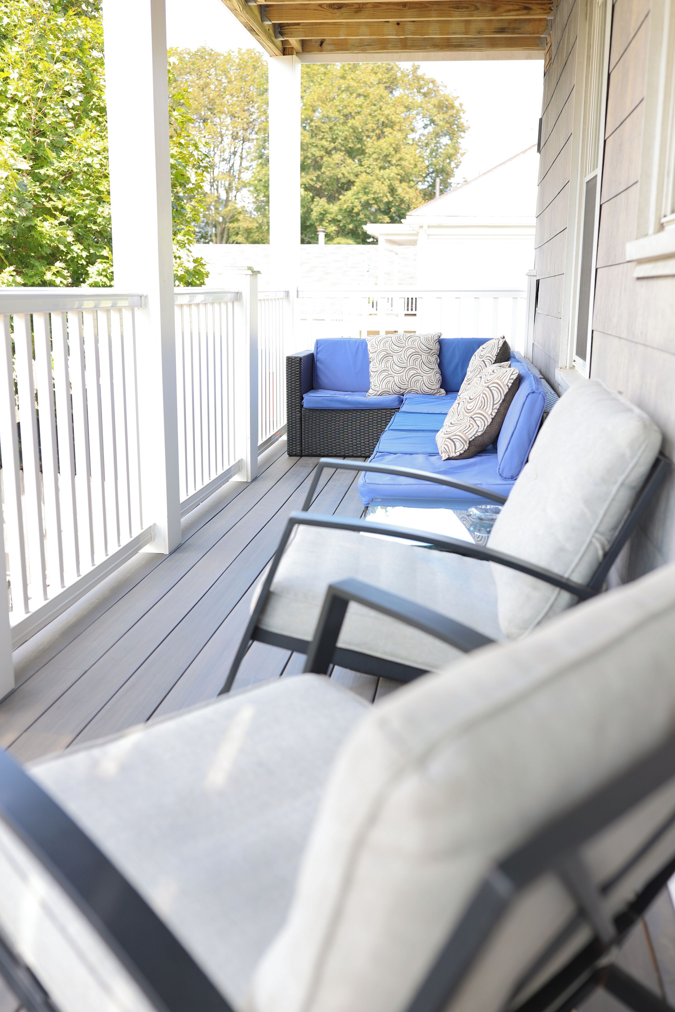 Relax out on the private back deck day or night