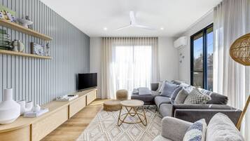 Fernseher, Kamin, Bücher