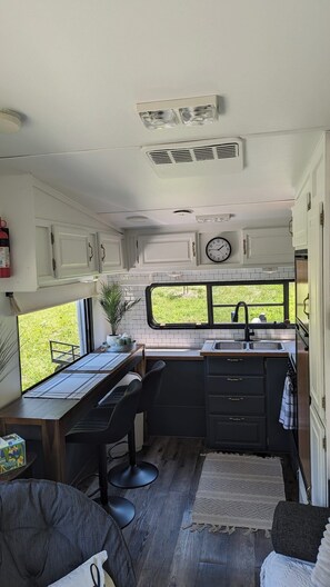 Fridge, microwave, oven, stovetop - Whispering Pines Retreat (RV) (Glenmont)