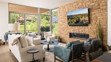 TV, fireplace, stereo