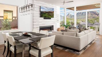 TV, fireplace, stereo