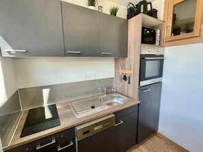 Fridge, microwave, dishwasher