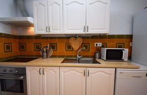 Fridge, microwave, oven, dishwasher