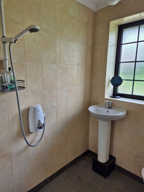 Ducha, toallas, jabón y papel higiénico