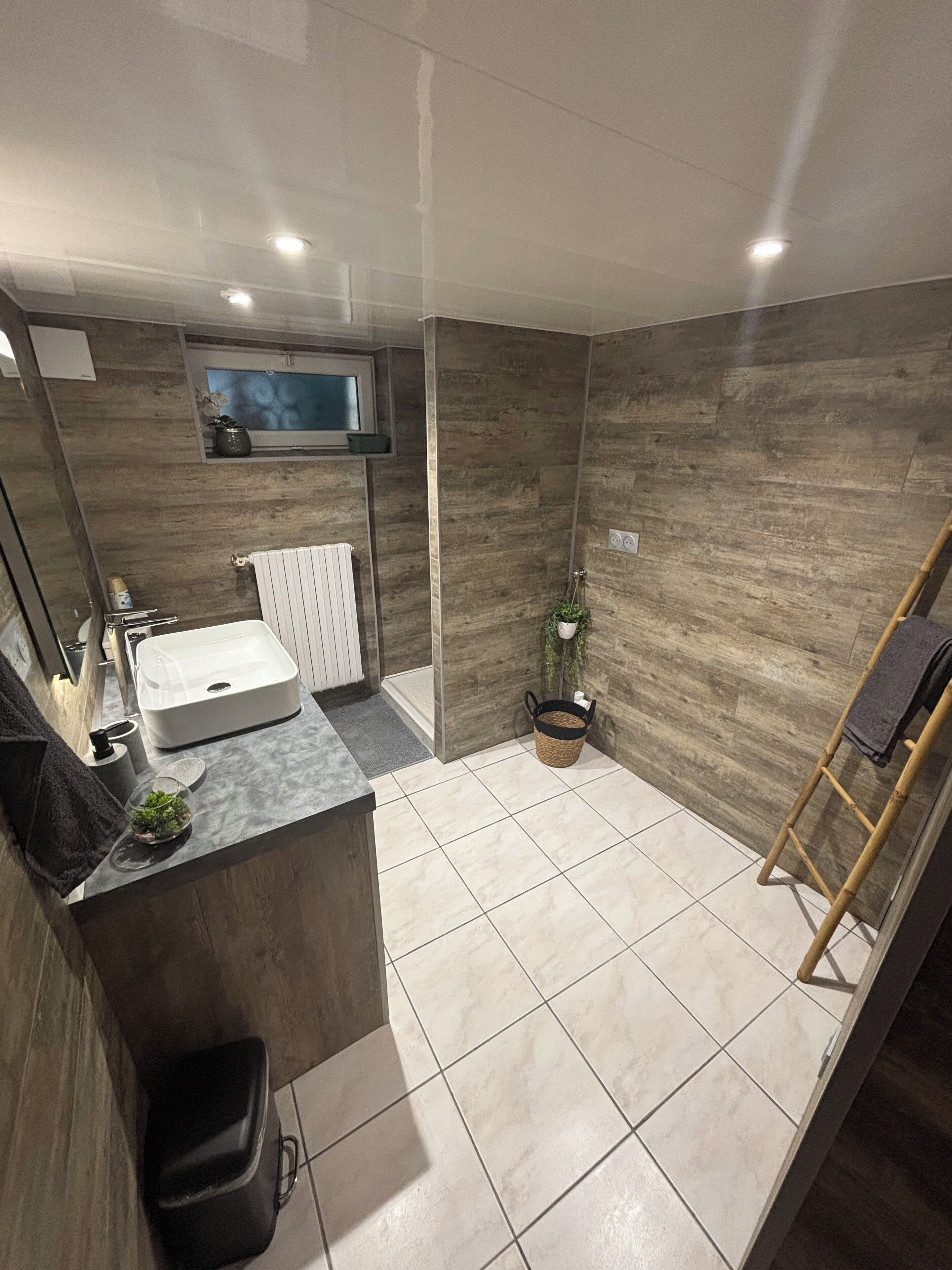 Shower, hair dryer, soap, shampoo