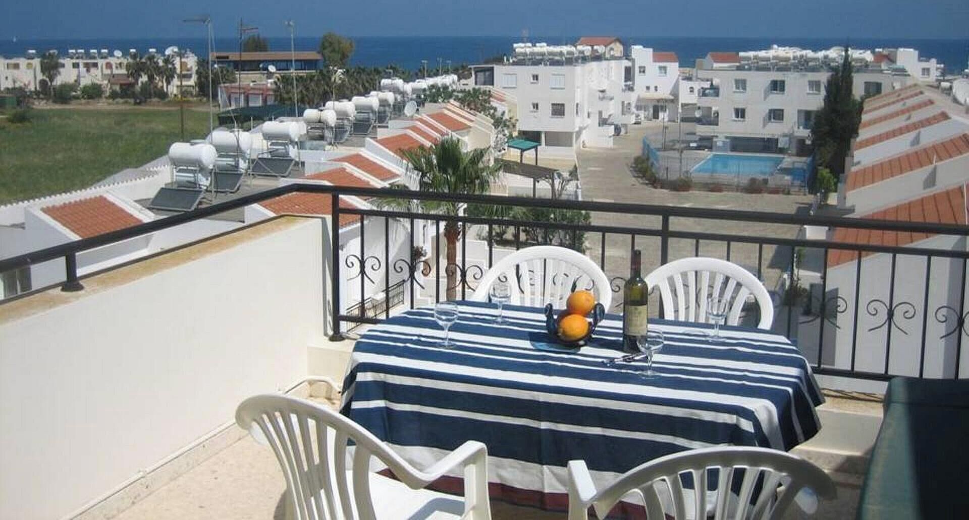 View from our balcony with two sunbeds