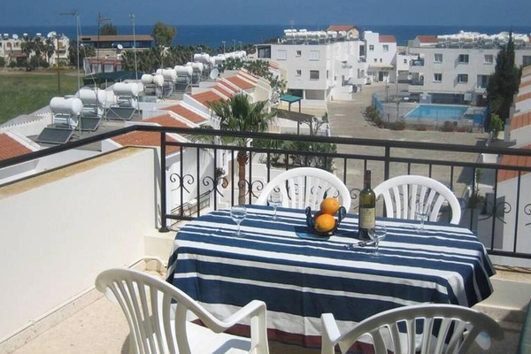 View from our balcony with two sunbeds