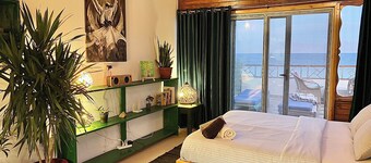 Beach front studio with huge roof top terrace