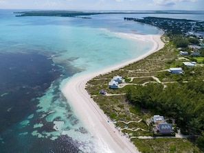 On the beach, sun-loungers, beach towels - Escape to 'This Is It' Your Ultimate Beachfront Retreat (Spanish Wells)
