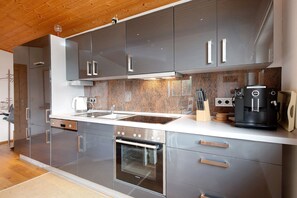 Fridge, oven, stovetop, dishwasher